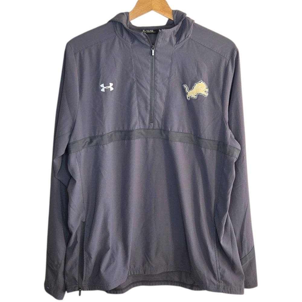 Under Armour | Detroit Lions Loose Fit Quarter Zip Pullover Gray Size XL